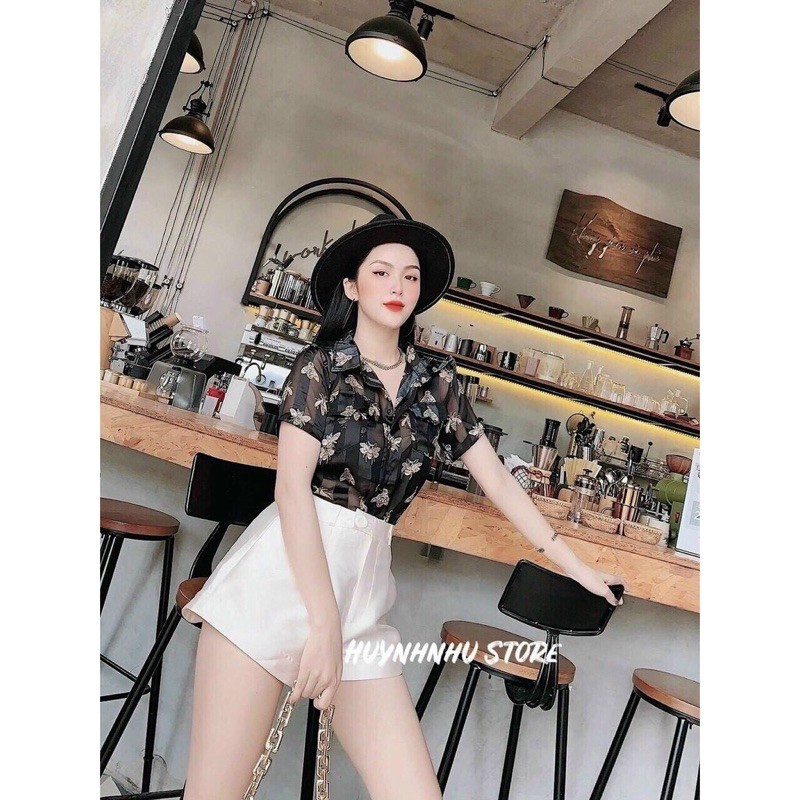 Áo sơ mi ong tay ngắn cực xinh