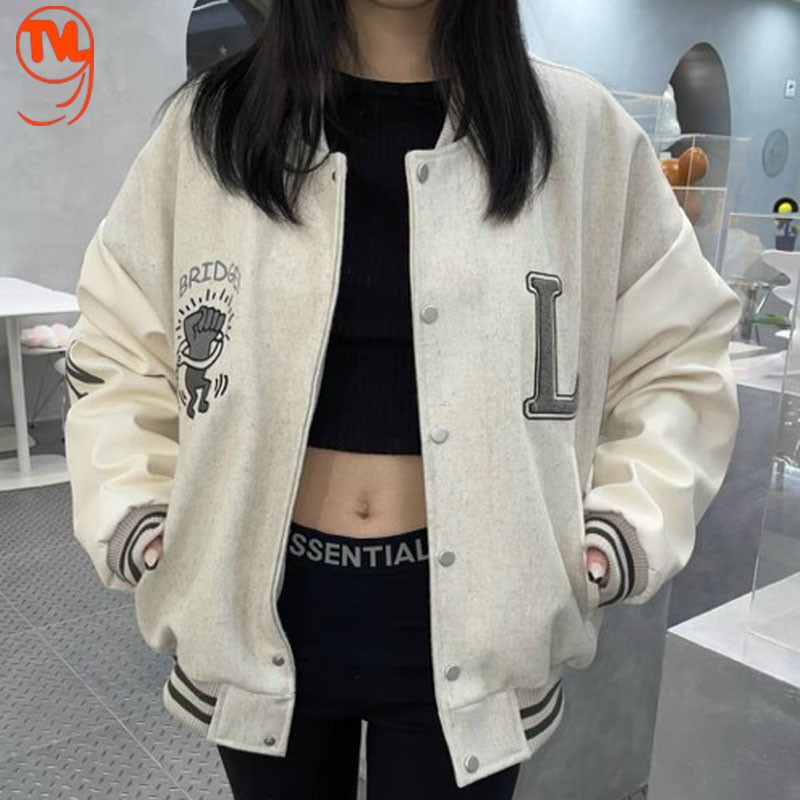 Áo khoác nữ TVL1999, áo khoác bomber Unisex cho nam và nữ  chất liệu nỉ dày dặn cao cấp thuê chữ L from rộng &lt; 75kg.