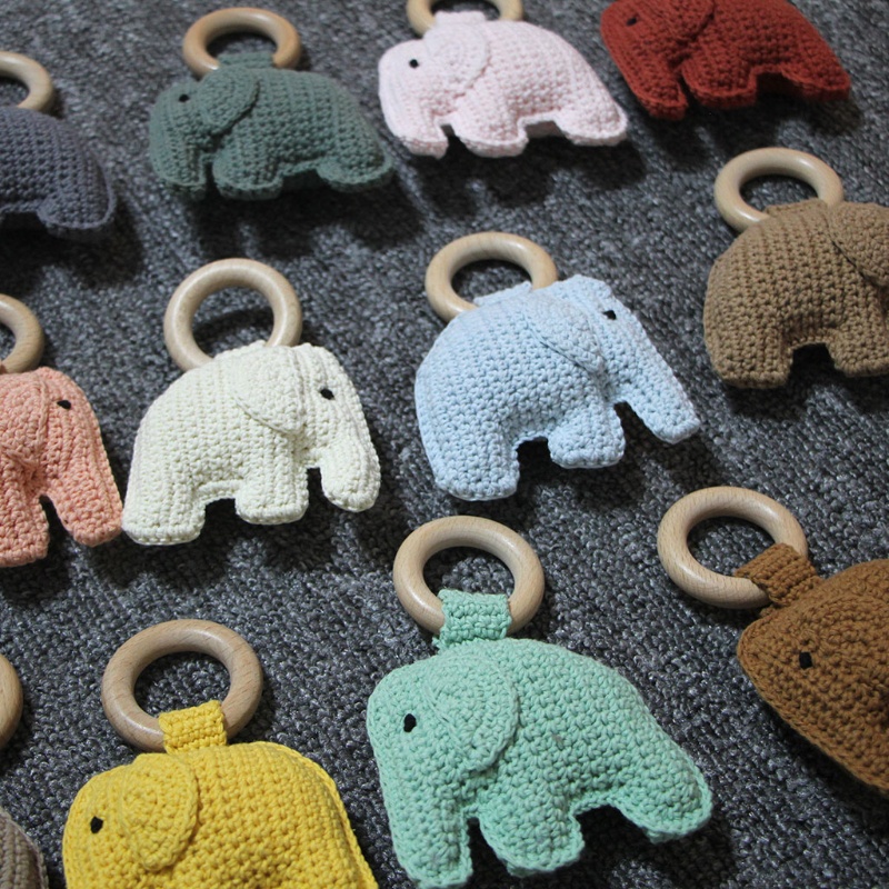 Đồ Chơi Gặm Nướu Hình Chú Voi Bằng Len DIY Dành Cho Trẻ Em