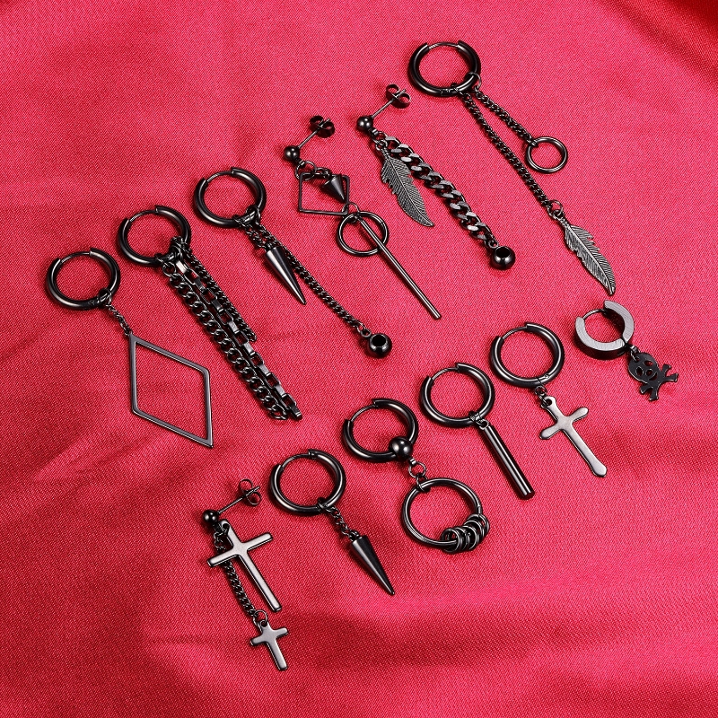 Set 12 Bông Tai Thời Trang Cá Tính Thiết Kế Phong Cách Unisex