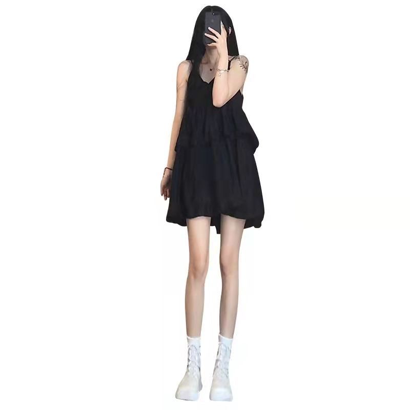 Đầm Voan Hai Dây Cổ Chữ V Thời Trang Nữ Tính