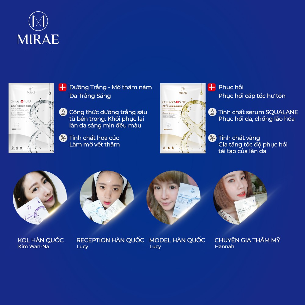 Combo Tràm trà kiềm mụn - Dưỡng trắng Oxygen cấp tốc 8 phút sự kết hợp hoàn hảo giữa Mirae với Sexylook 20g/miếng