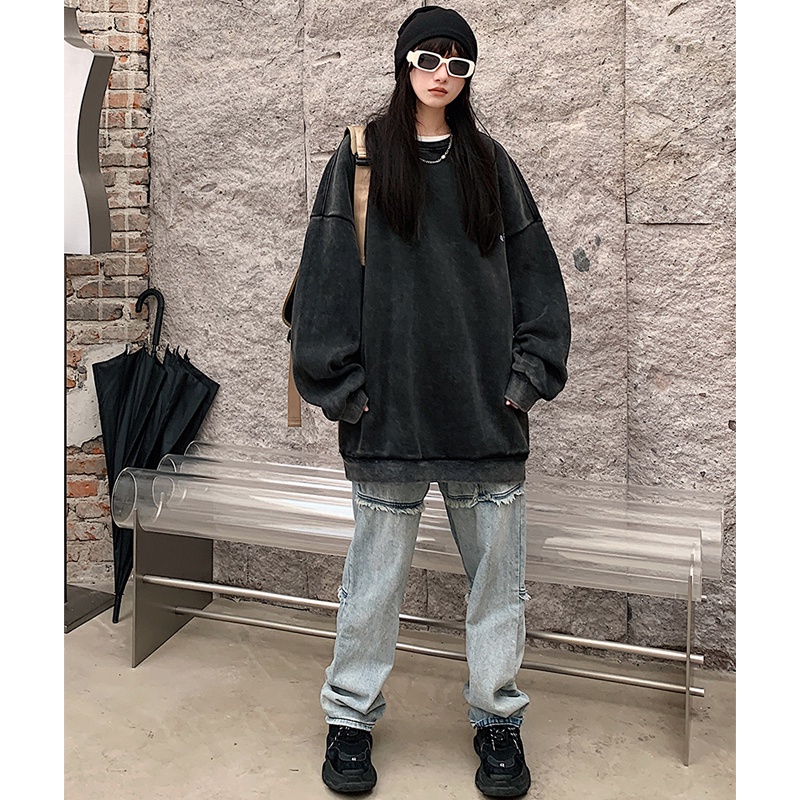 Ifnicefuture Áo hoodie Tay Dài Dáng Rộng Phong Cách Retro Thời Trang Thường Ngày Cho Cặp Đôi