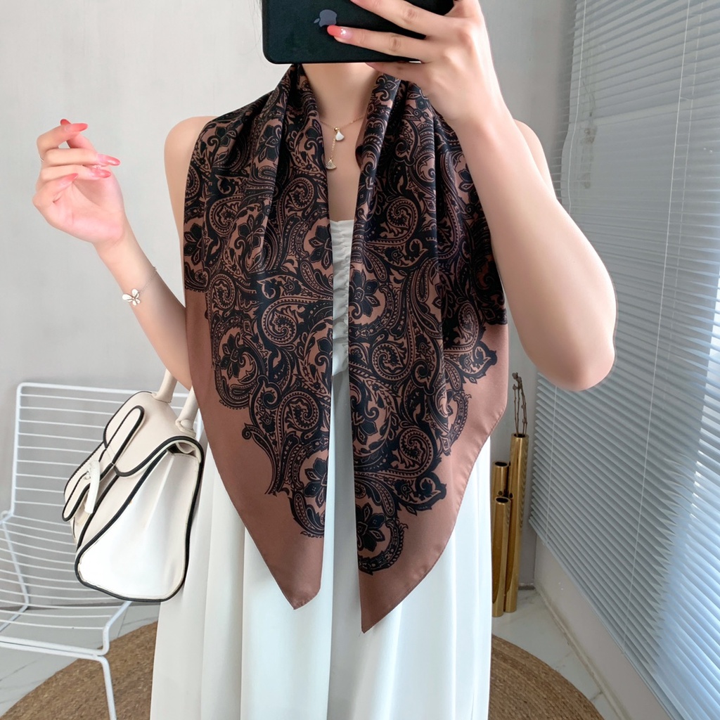 Khăn choàng vuông bằng lụa nhân tạo mềm mại 90cm 35.4&quot; thời trang dành cho nữ WJ1007-05