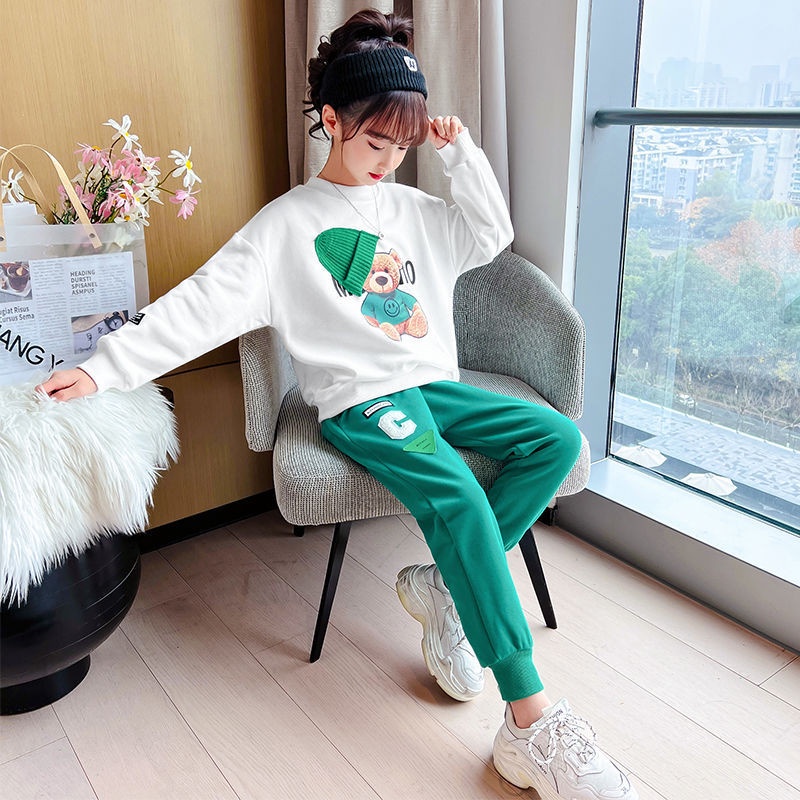 Set bộ quần áo thu đông cho bé gái 4-14 tuổi mẫu GẤU Mũ. Thiết kế cá tính, đường may kỹ.MA99