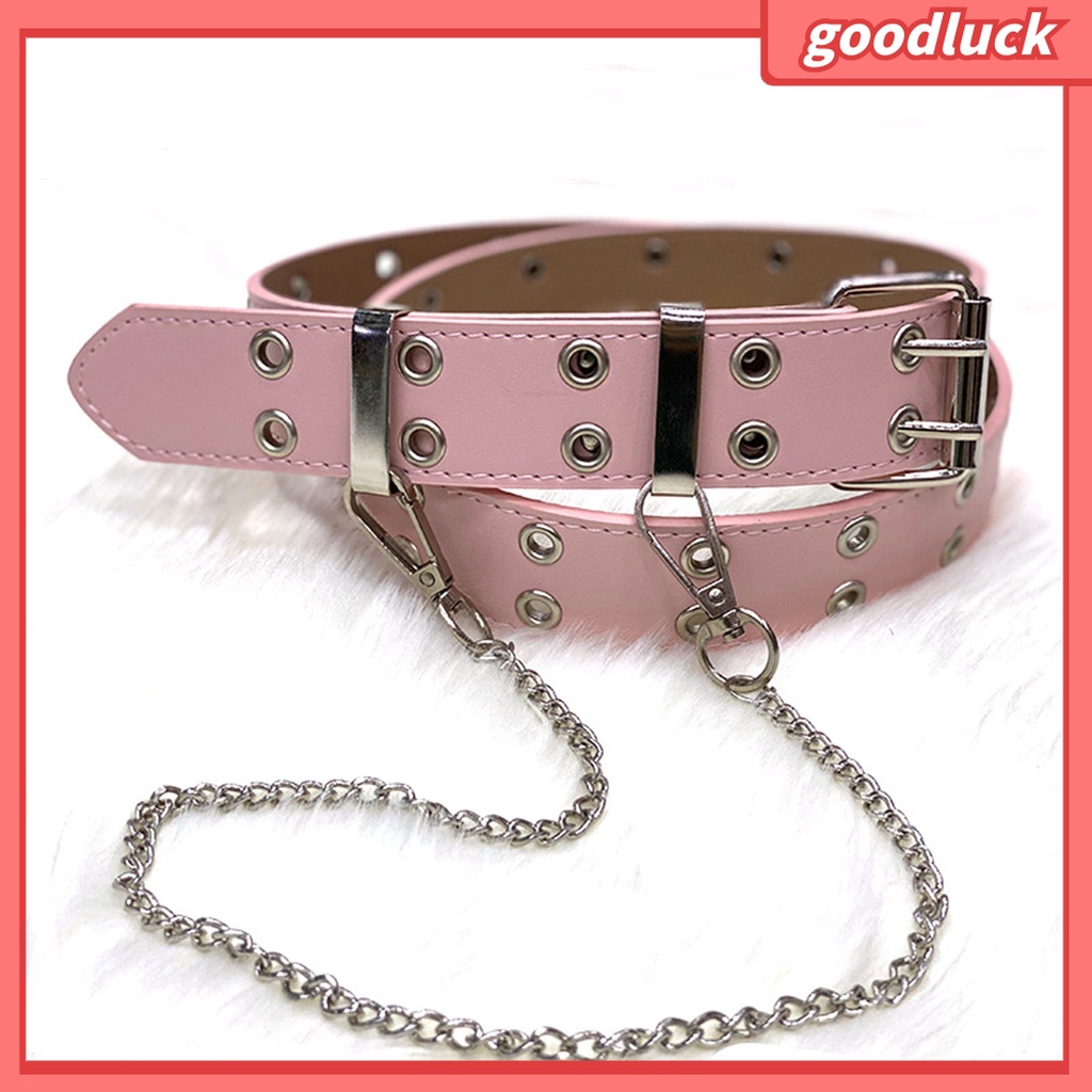 Thắt Lưng Hai Hàng Nút Cài Màu Trơn Phong Cách Punk Hip hop Cho Nam