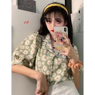 Sơ mi hoa cúc cổ vec mát mẻ