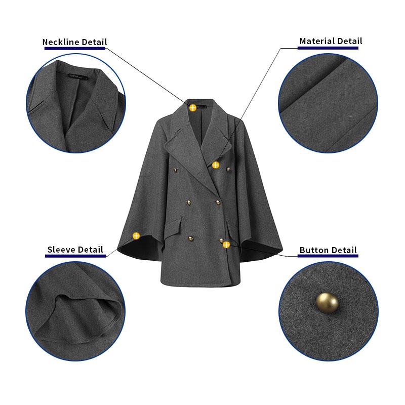 Áo choàng ZANZEA hai hàng nút phía trước thời trang mùa đông trang trọng cho nữ | BigBuy360 - bigbuy360.vn