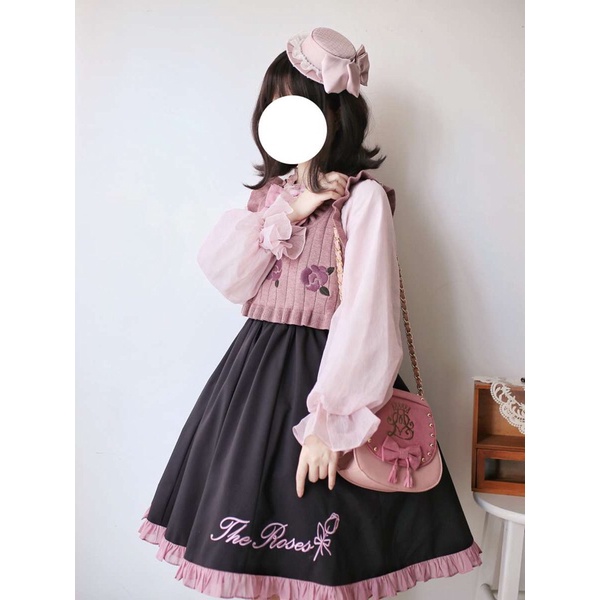 YAS0810-Set áo váy hoa hồng nhỏ