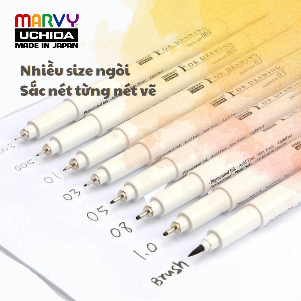 Bút đi nét  4600 MARVY UCHIDA - màu nâu  / đen