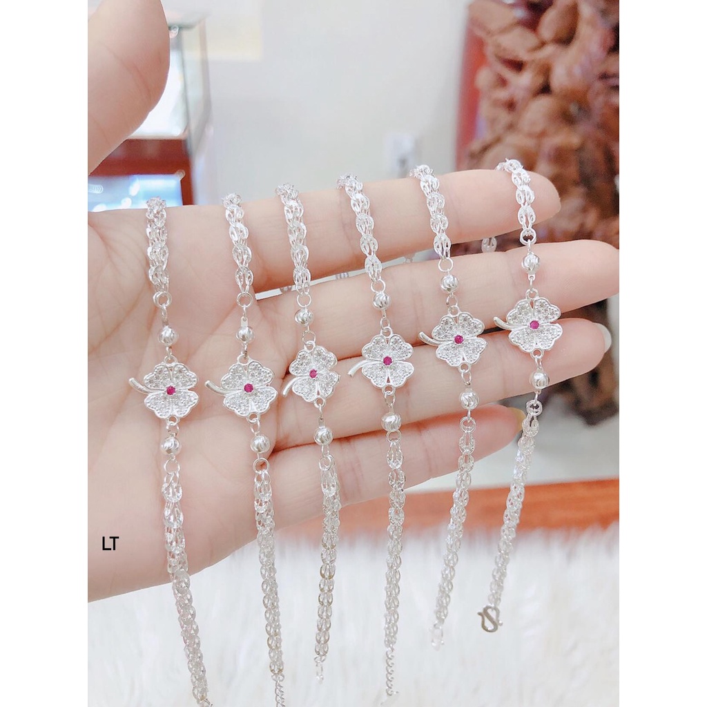 Lắc tay nữ - lắc tay cỏ 4 lá phụng chuẩn bạc ta - Thanh bạc