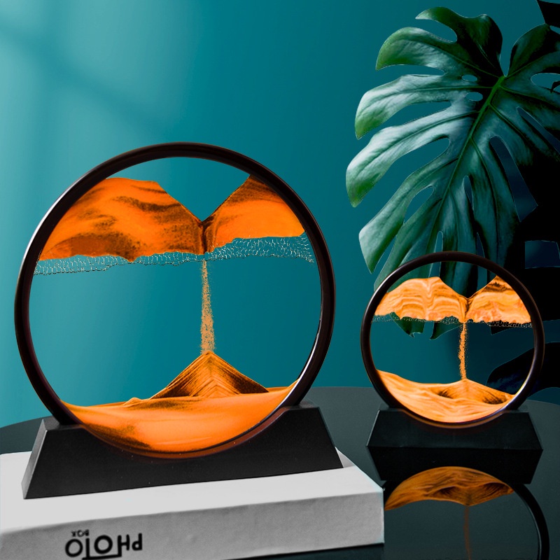 Tranh cát chuyển động 3d trang trí nghệ thuật hình tròn chữ nhật, tranh cát chảy lún quà tặng sinh nhật