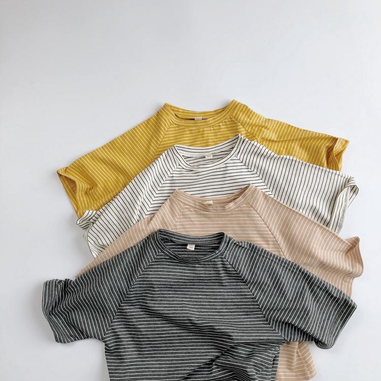 Áo thun ngắn tay cotton sọc ngang basic cho bé
