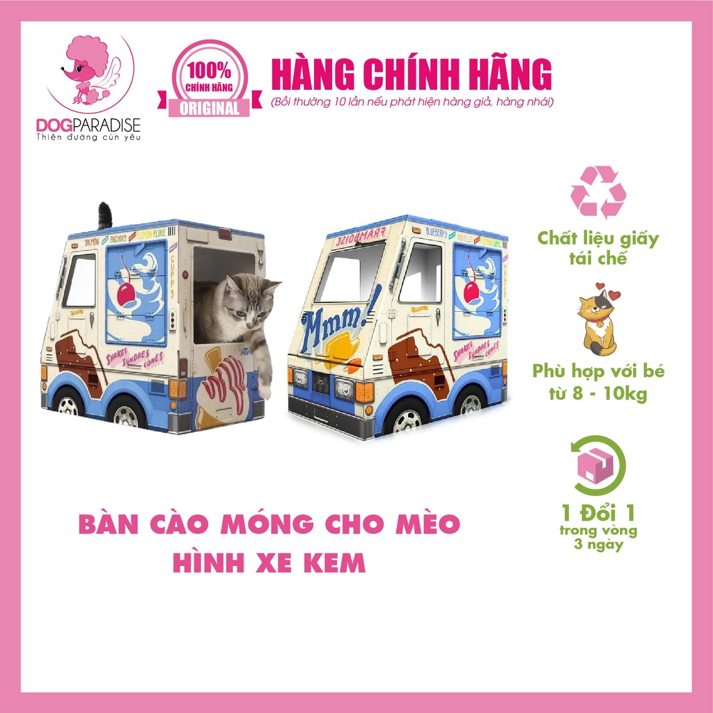 Ổ cào móng cho mèo hình xe kem size lớn ICLE - Dog Paradise