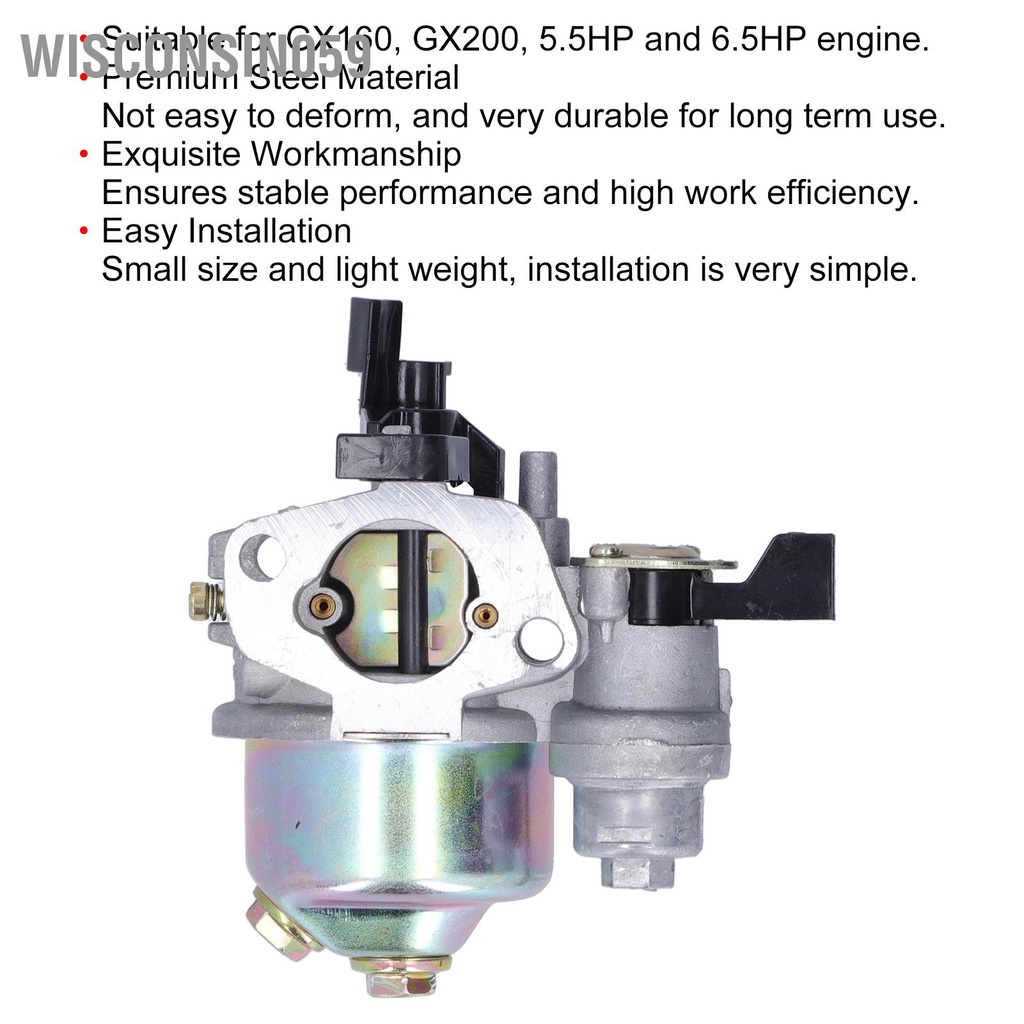 Wisconsin059 Bộ chế hòa khí phát điện động cơ Carb phụ kiện cho GX160 GX200 5.5HP 6.5HP