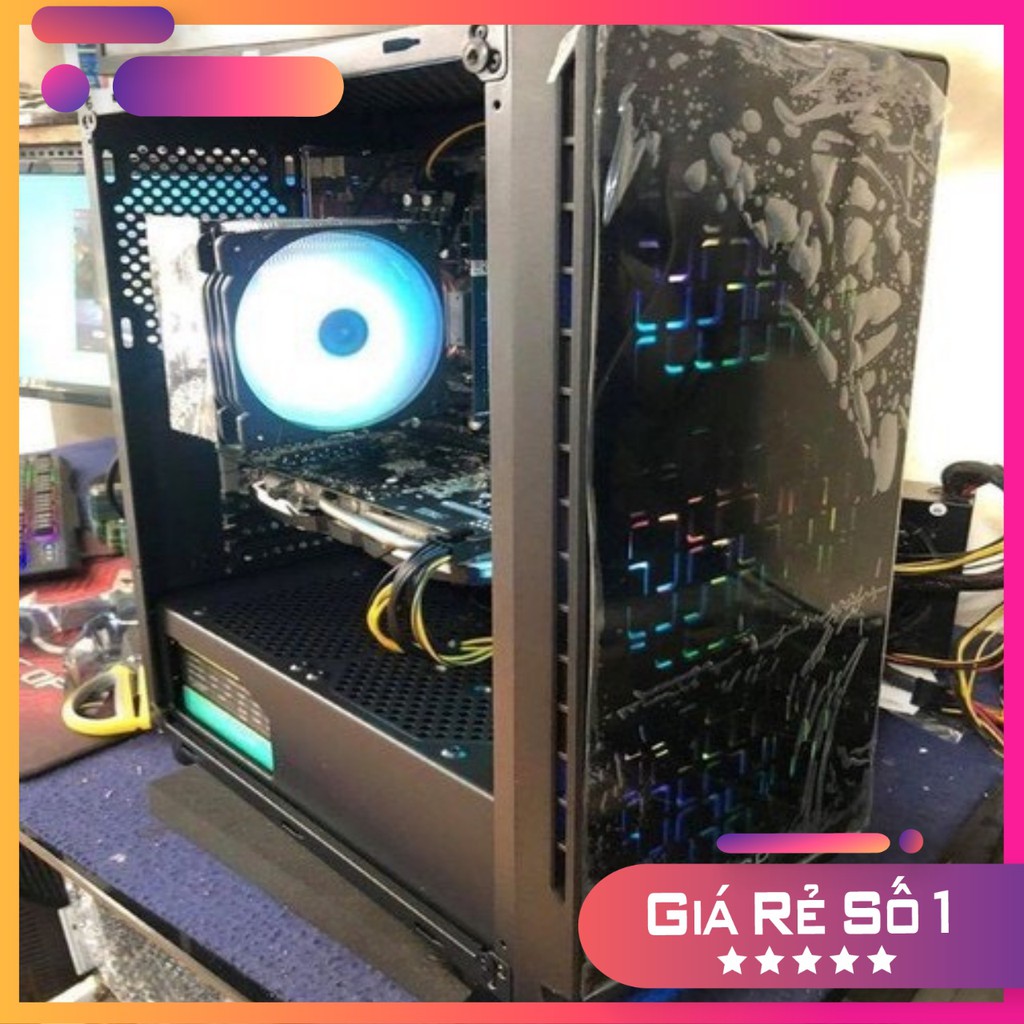 Vỏ case gaming VSP Ka-220 - Hai mặt kính cường lực - Case trang bị các cổng kết nối USB3.0 - Full ATX (No Fan) - 2T_PC