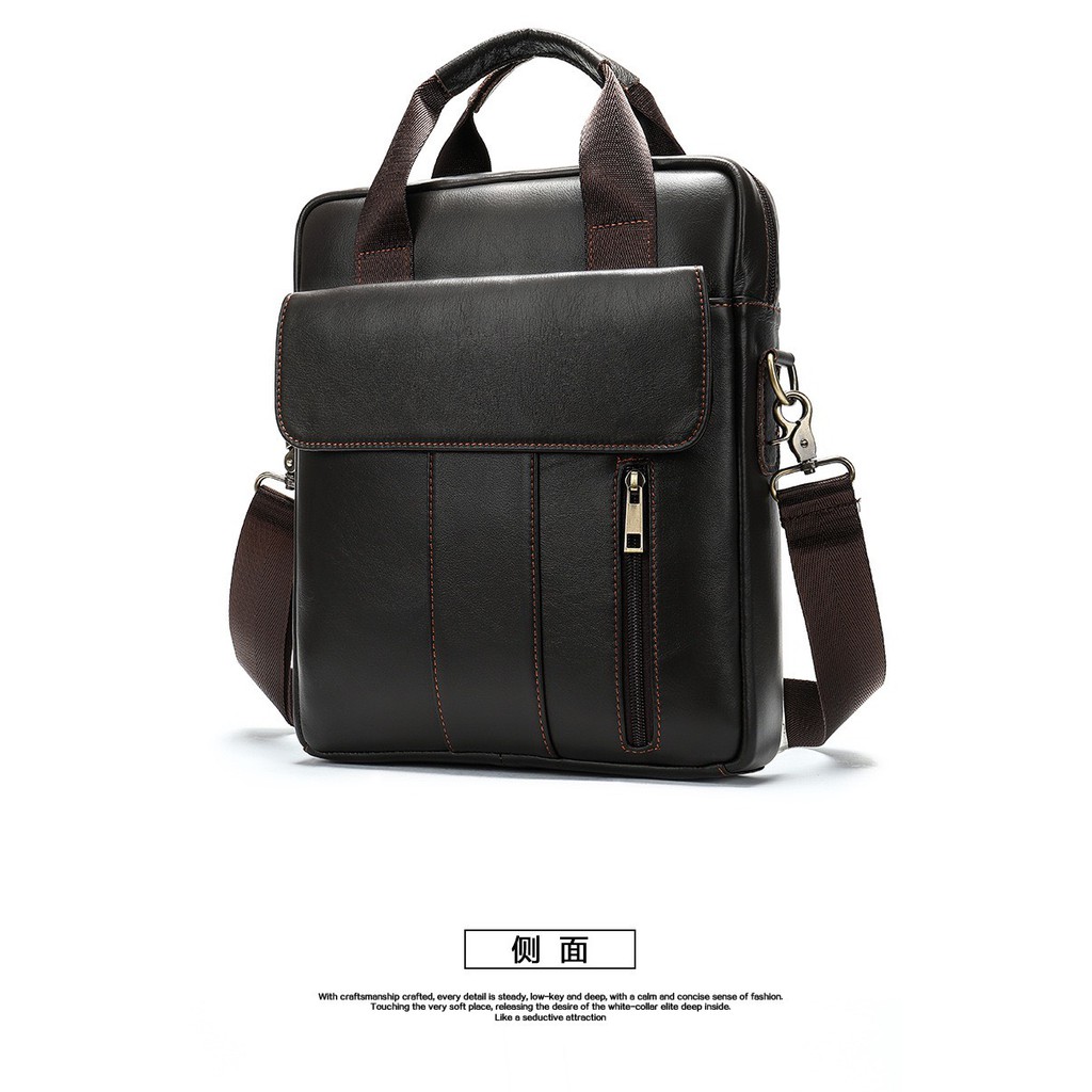 Túi đeo chéo nam da bò 100% cao cấp T15 túi đựng ipad 30.5x26x6cm (Nâu) | BigBuy360 - bigbuy360.vn