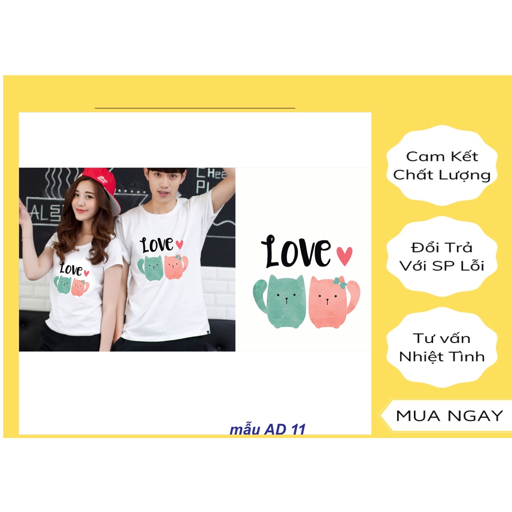 Áo đôi nam nữ tay cộc in hình ngộ nghĩnh , áo cặp in hình phong cách HÀN QUỐC