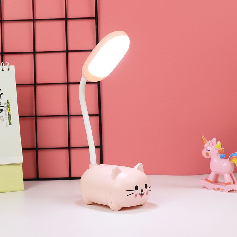 Đèn Led Đọc Sách Mini 4 Bóng Để Bàn Nhỏ Gọn Linh Hoạt Ánh Sáng Ban Đêm/Cute Cat Table Lamp