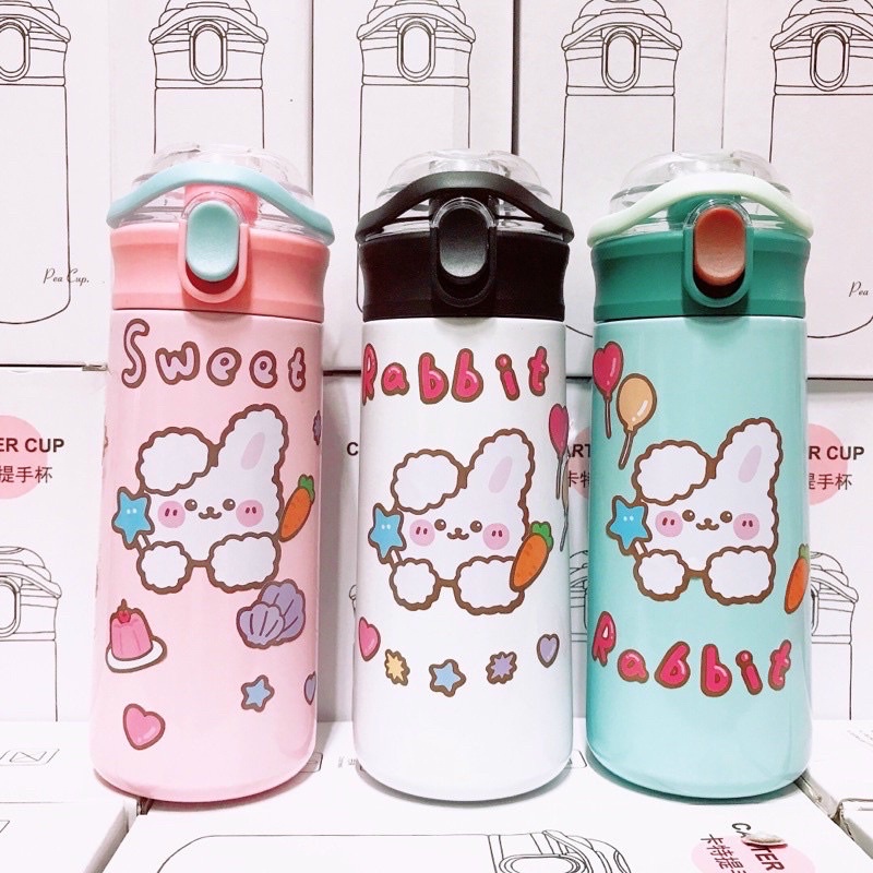 Bình giữ nhiệt cao cấp dung tích 500ml có ống hút,hoạ tiết siêu cute