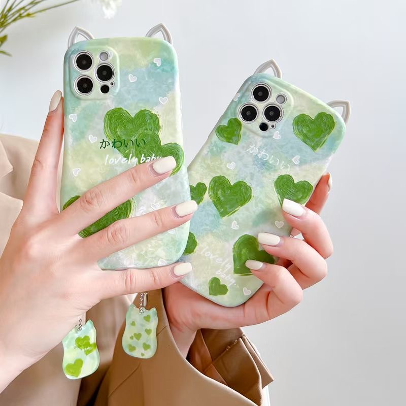 Ốp Điện Thoại Dẻo Họa Tiết Chiếc Sừng Xanh Lá Xinh Xắn Cho Iphone 12 pro max 11 pro max xs max xr x 13proamx plus