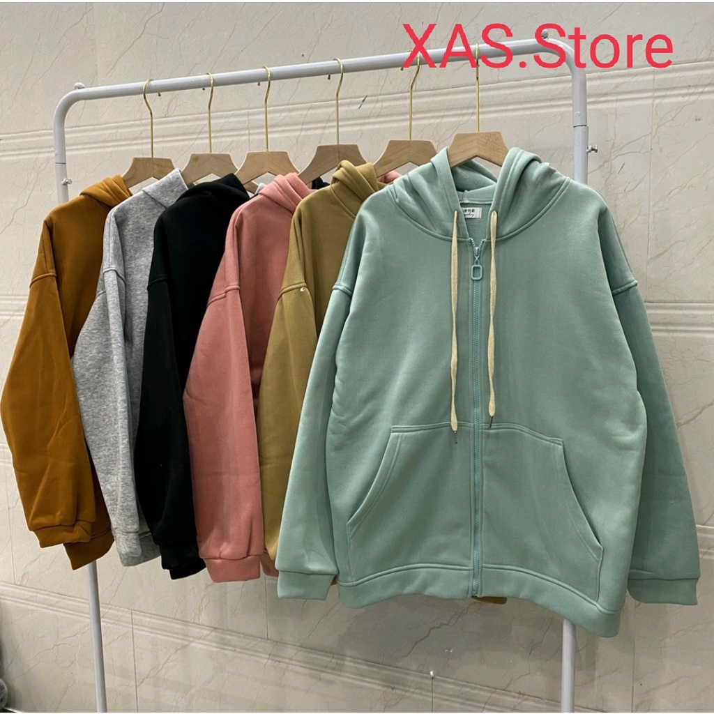 Áo hoodie khoá trơn , Áo hoodie Nữ Trơn XAS [ bán lỗ lấy đánh giá ]
