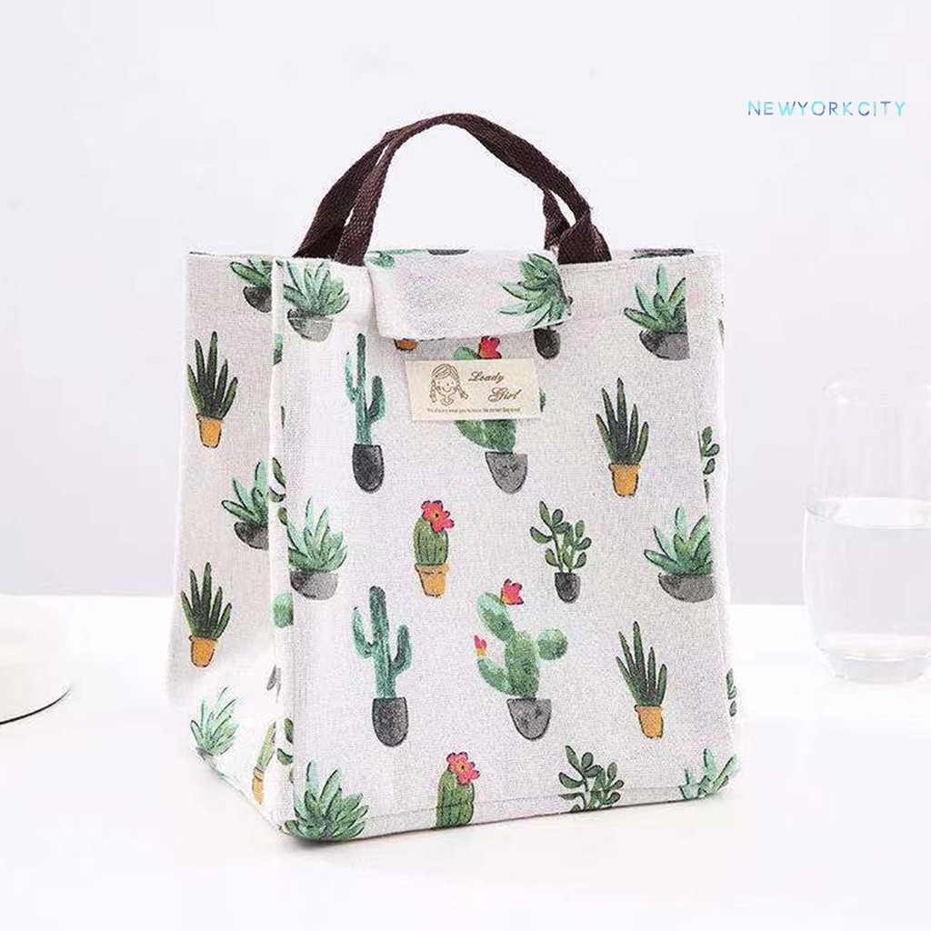 Túi Đựng Cơm Trưa Xách Tay In Họa Tiết Hoạt Hình Dễ Thương Có Thể Gấp Gọn Tiện Dụng