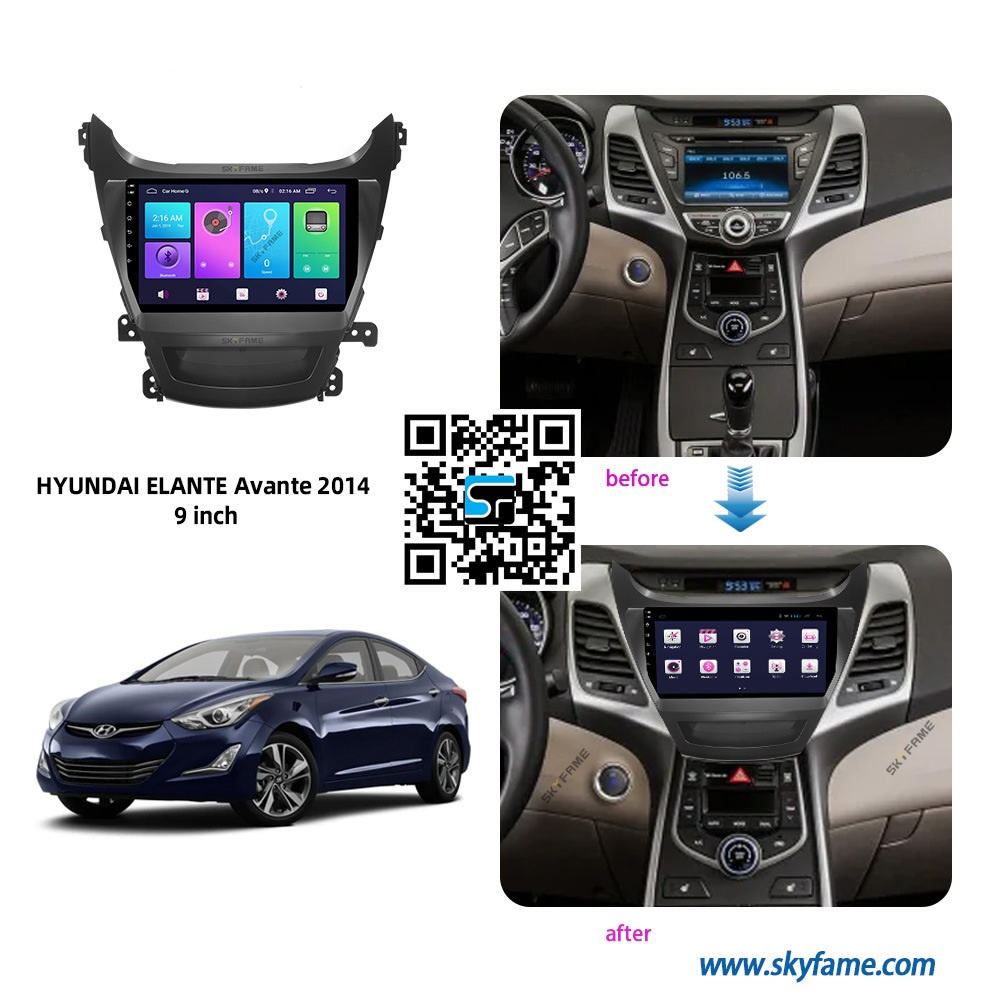 Màn Hình Android 9 inch Cho Xe ELANTRA 2013-2015 - Đầu DVD Android Kèm Mặt Dưỡng Giắc Zin HYUNDAI ELANTRA