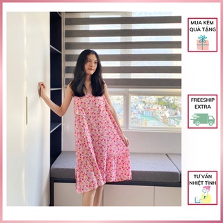 Váy ngủ đầm ngủ dáng suông chất vải tole lanh siêu mát size L - XL 48 - 63kg