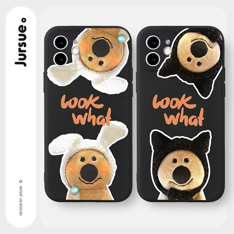 Ốp lưng JURSUE hoạt hình cặp đôi dễ thương đẹp độc lạ cho iPhone 13 12 11 Pro Max SE 2020 X XR XS 8 7 ip 6S 6 Plus Y2102