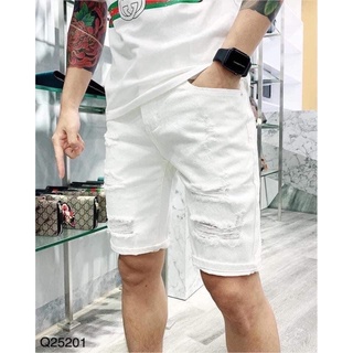Quần Jean ngố - Quần bò ngố nam rách hai màu đen trắng.