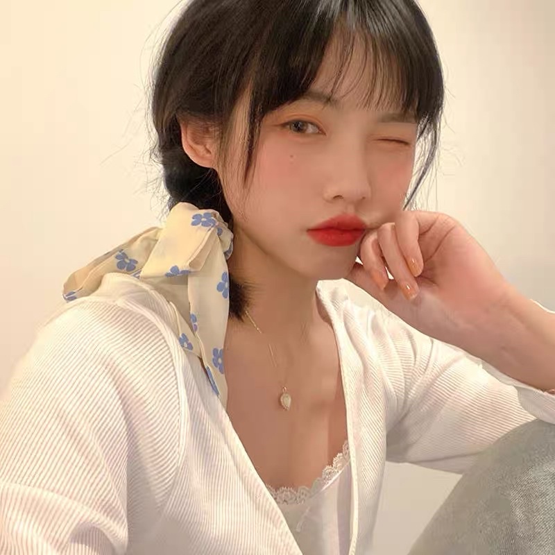 Cột tóc nơ xinh in hinhg hoa 5 cánh cute