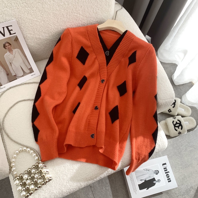 Áo Khoác cardigan Dệt Kim Cổ V Giả Hai Lớp Thời Trang Thu Đông Cho Nữ