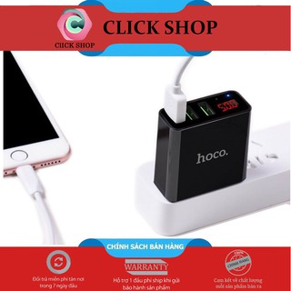 Củ sạc 3 cổng USB Hoco C15 có màn LED hiển thị đo dòng - Hàng Chính Hãng