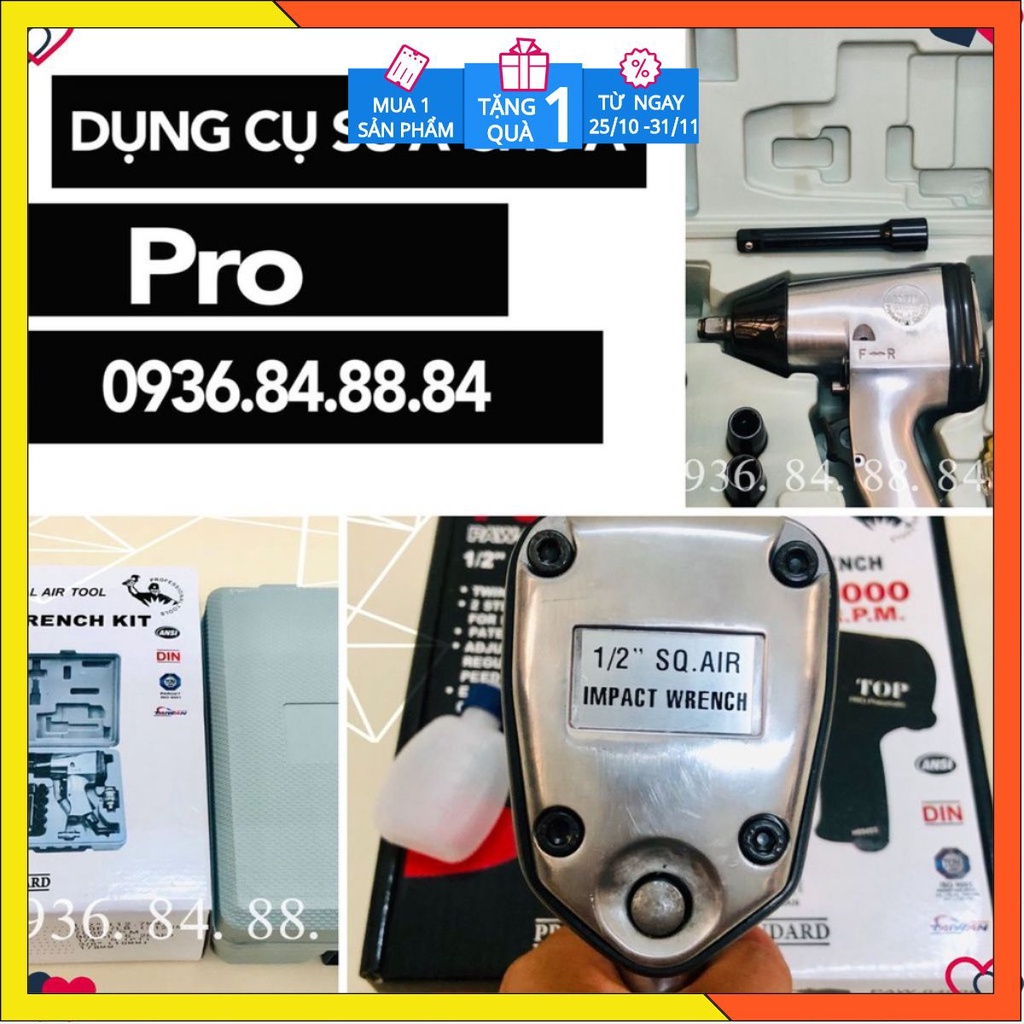 Súng bắn bulong 1/2 Top có khẩu💥FREESHIP💥dụng cụ mở ốc có khẩu đi kèm