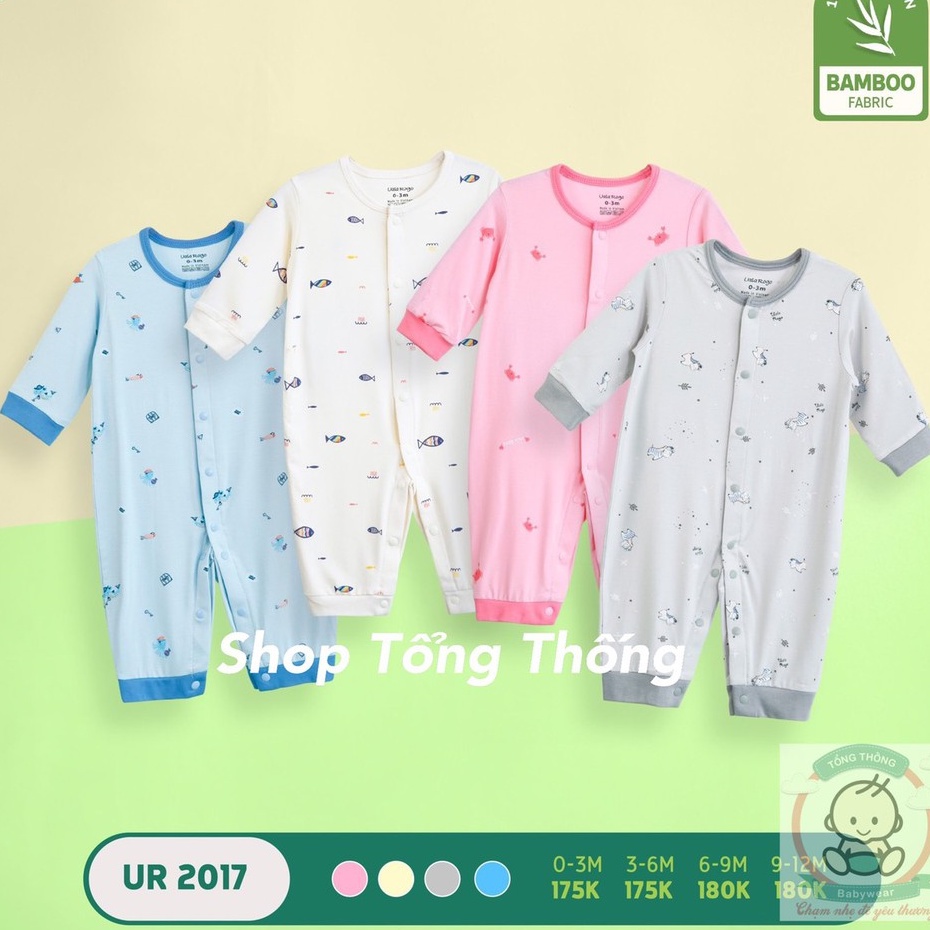 Bodysuit Uala Rogo Bamboo siêu mềm mịn cao cấp thoáng mát nhẹ da bé trai bé gái dài tay cá ngựa viền đậm 2017