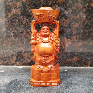 Tượng phật di lặc dâng vàng gỗ hương cao 20 cm