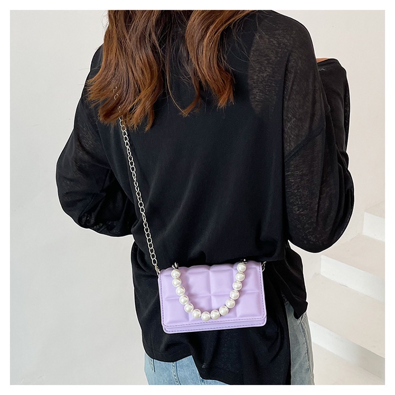Túi đeo chéo Jasmin Noir họa tiết dập caro đính ngọc trai giả thời trang cho nữ