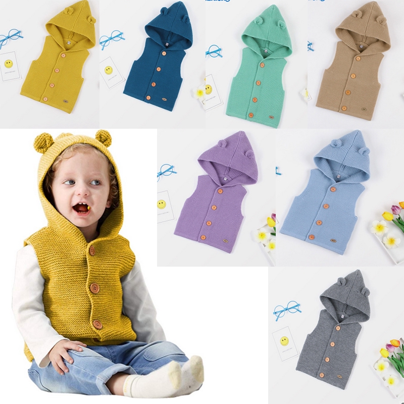 Áo Khoác Cardigan Len Không Tay Dễ Thương Cho Bé