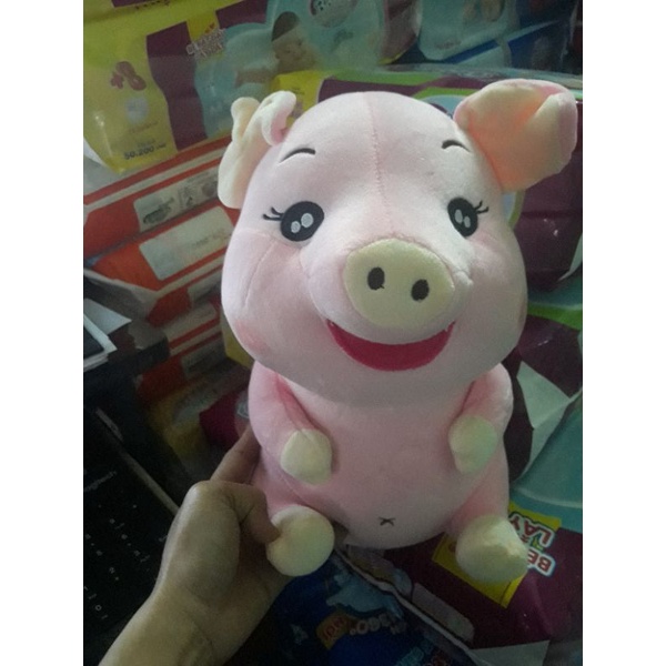 《 HCM 》Gấu bông heo 30 cm , ngang 15 cm lông mền mịn , màu hồng ,  ruột gòn hơi dễ thương.