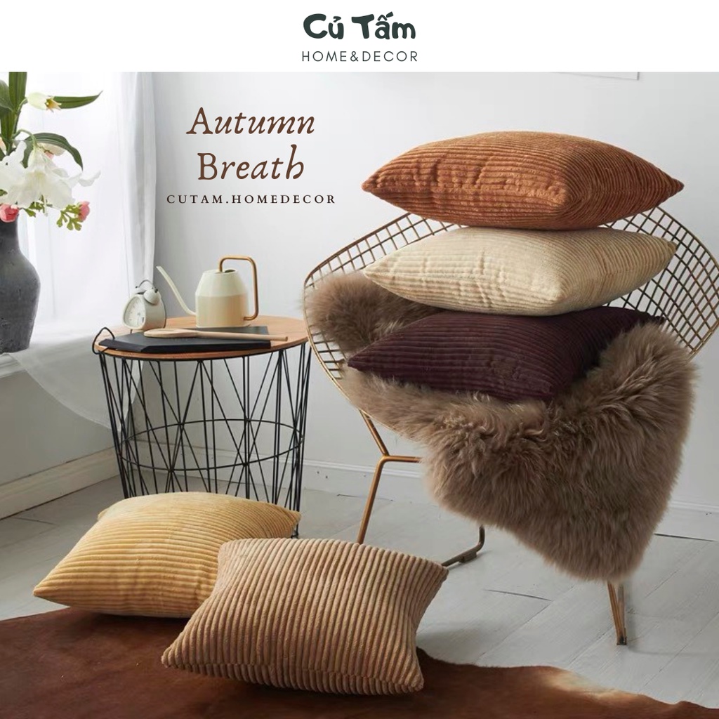 Vỏ gối sofa, bọc gối tựa lưng vải nhung tone trầm phong cách vintage - cutam.homedecor