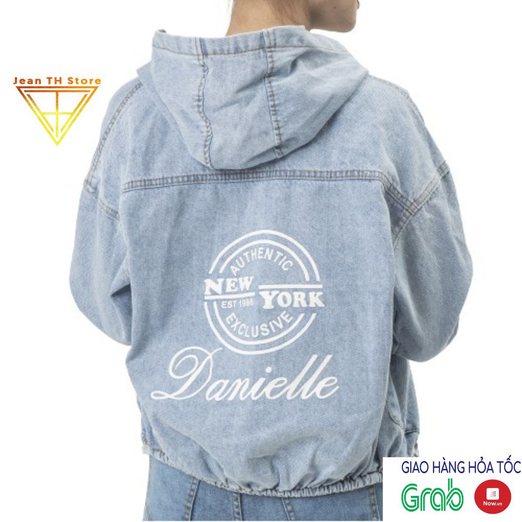 Áo khoác jean nữ TH Store phối nón Daniel, áo khoác bò cá tính phong cách ulzzang chống nắng simbadshop11 - Hàng nhập kh