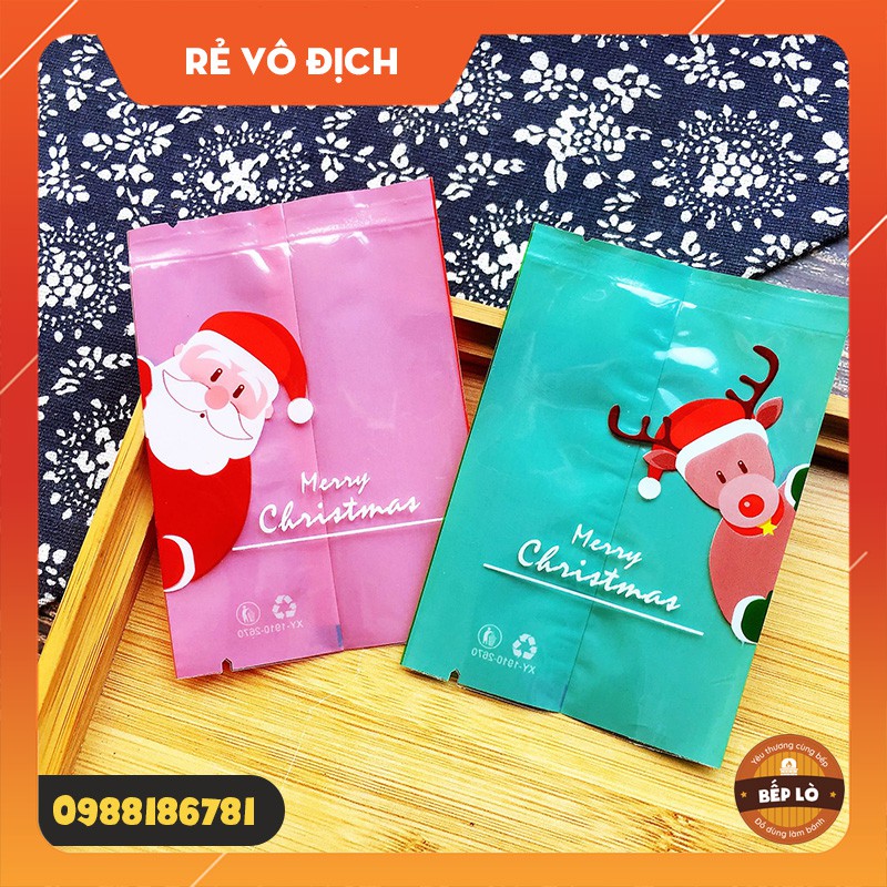 Túi đựng bánh Quy Giáng Sinh Ông già Noel - con Tuần Lộc 25gr - set 100 túi SIÊU DỄ THƯƠNG