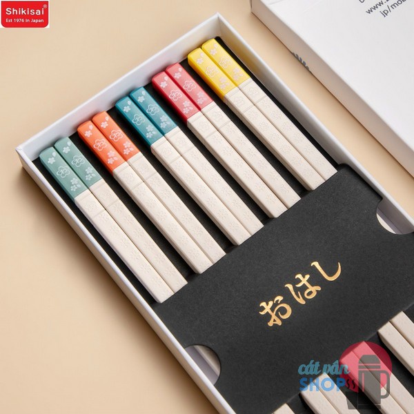 Set 5 đôi đũa Kháng Khuẩn Shikisai Yosakoi Buchi Sợi Thủy Tinh, Chống Nấm Mốc, Chịu Nhiệt  AL-1127