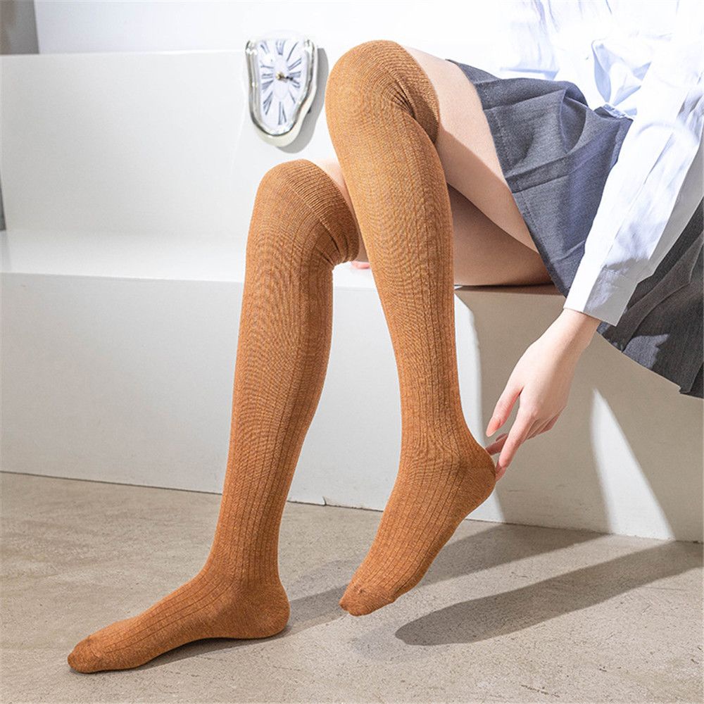 Tất Dài Qua Gối Màu Trơn Đệt Kim Gân Sọc Thời Trang Xuân Thu Cho Nữ