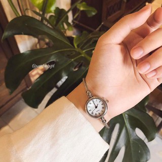 Đồng hồ nữ mặt tròn kiêm lắc tay bạc KIKO mặt trắng đồng hồ nữ mặt nhỏ size 22mm Watchesbytif đi học đi chơi
