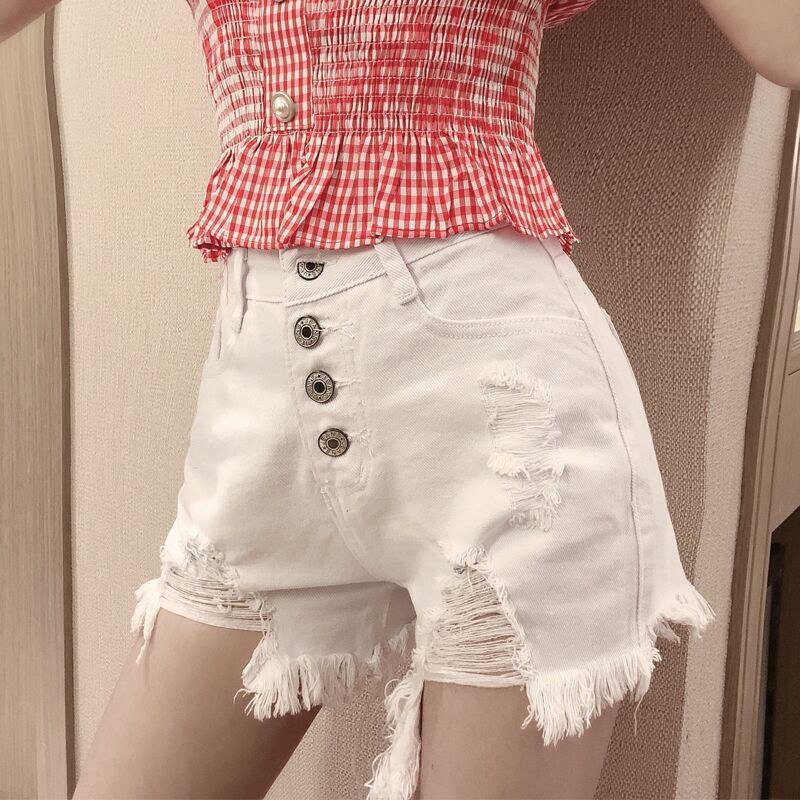Quần Short Denim Lưng Cao Dáng Rộng Phong Cách Hàn Quốc Thời Trang Mùa Hè Cho Nữ 2021