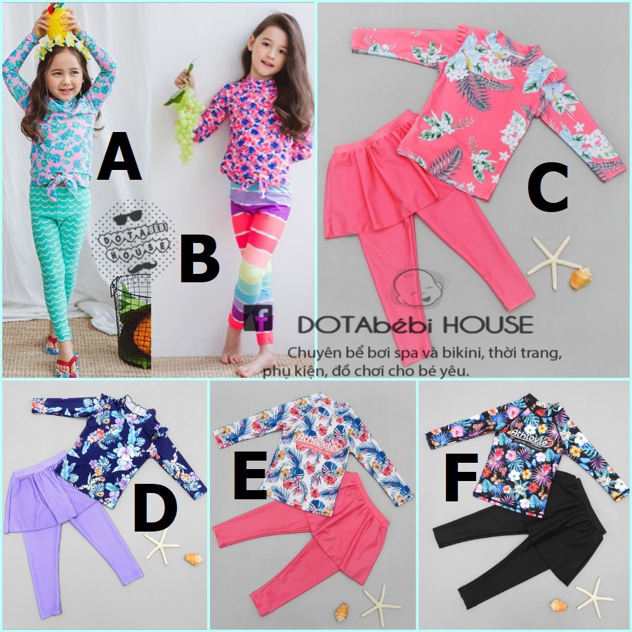 (M-4XL) nhiều mẫu Đồ bơi dài tay quần dài cho bé gái - DOTAbébi HOUSE