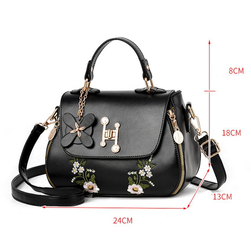 Túi Xách Nữ Quai xách Thời Trang, Chất Liệu Da PU Cao Cấp, Họa Tiết Thêu Hoa Đẹp Đủ Màu Sắc - HandBag.Store 111