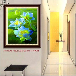 Tranh Đính Đá - Hoa Sen - Tranh Đá VS125